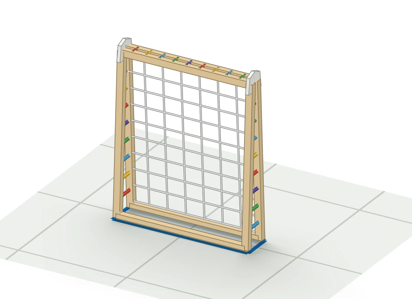 Dasselbe Costway 8 in 1 zusammengeklappt im selben Maßstab: schmal und höher, Stellfläche 119 × 28 Zentimeter blau markiert.