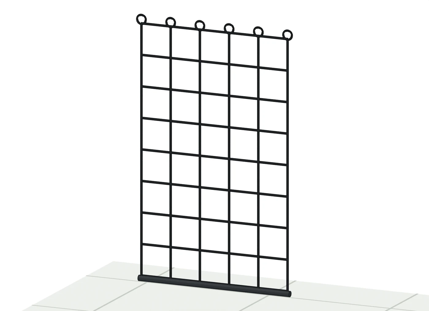 Das FOURACTION Kletternetz 1,2 × 2 Meter allein: Netz mit Schlaufen oben und Spannrohr unten.