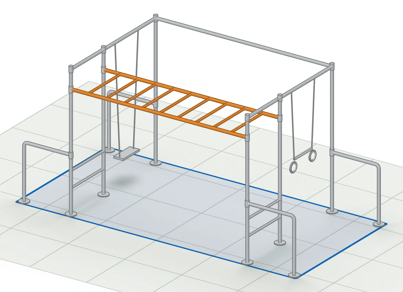 Little Action, orange markiert: die Hangelleiter mit neun Sprossen.
