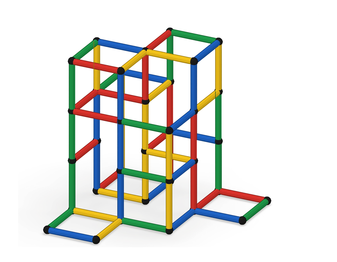 Zeichnung nach Herstellerangaben: QUADRO Kletterpyramide aus Kunststoff im Aufbau A0128