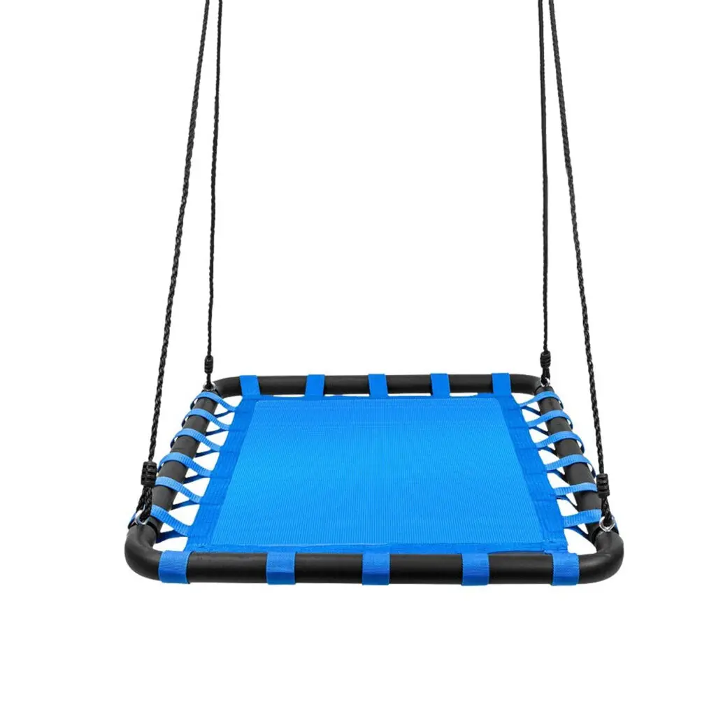 Platform Swing Plattformschaukel in Blau mit vier Halteseilen, freigestellt