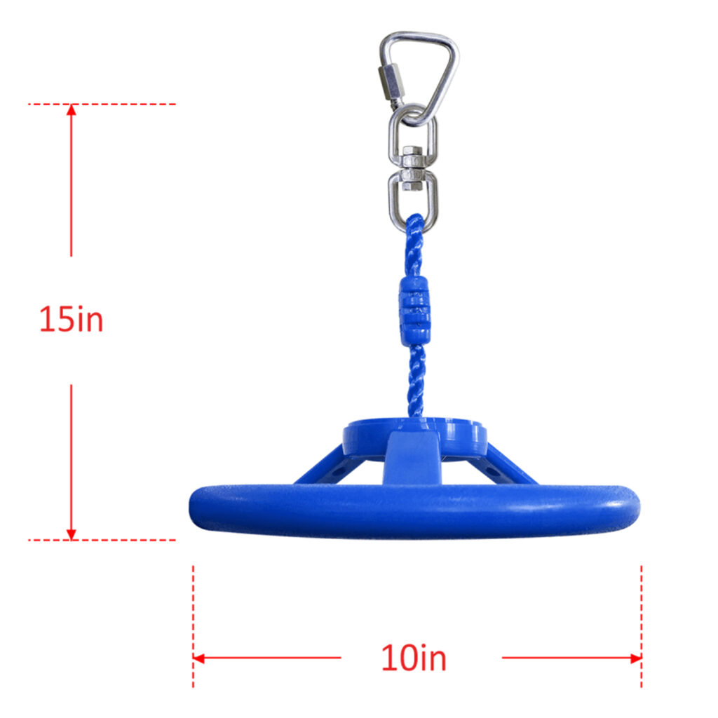 Blaues Ninja Wheel Schwingrad mit Maßen für Kinder Klettergerüst