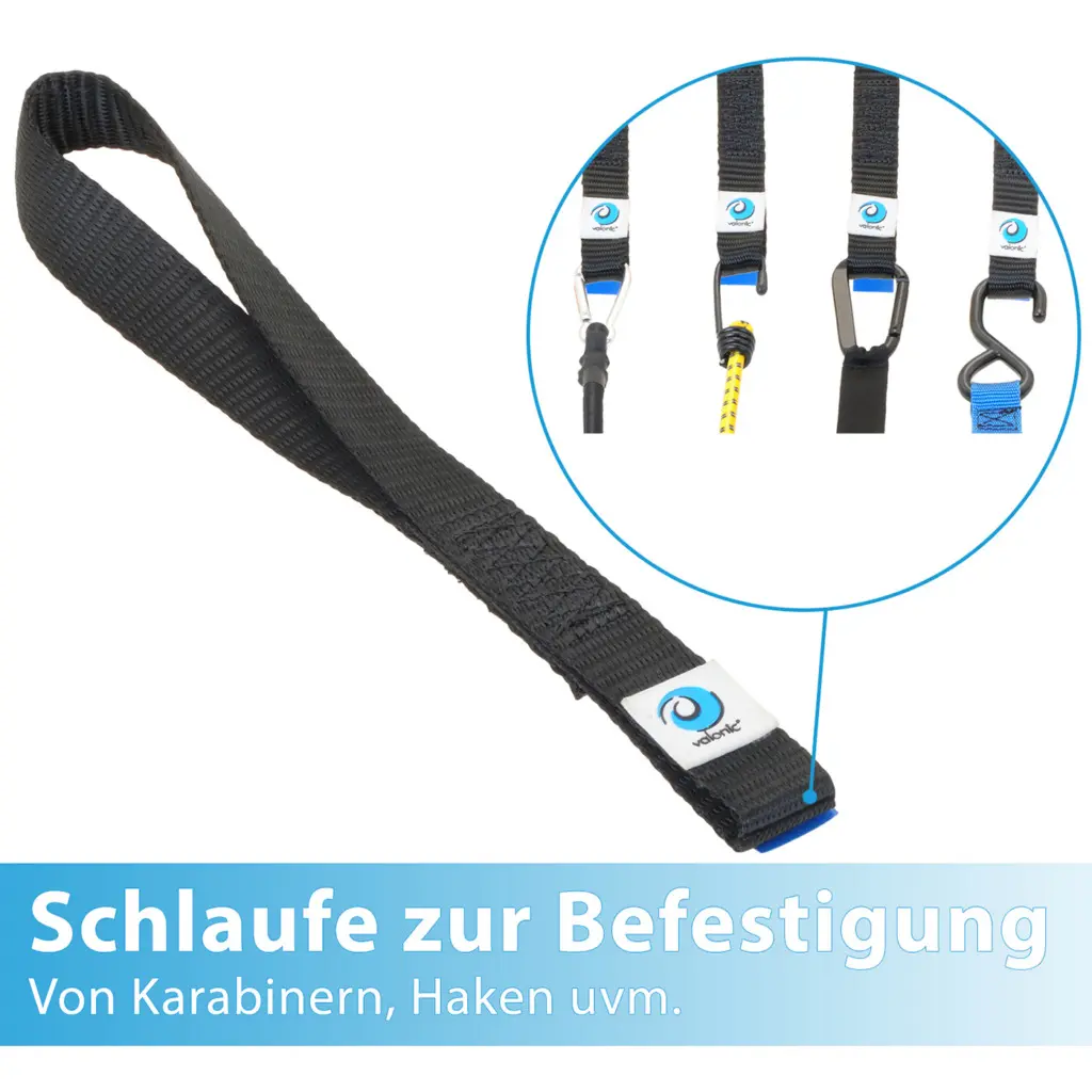 Zurrschlaufe mit Befestigungsschlaufe für Karabiner, Haken und mehr