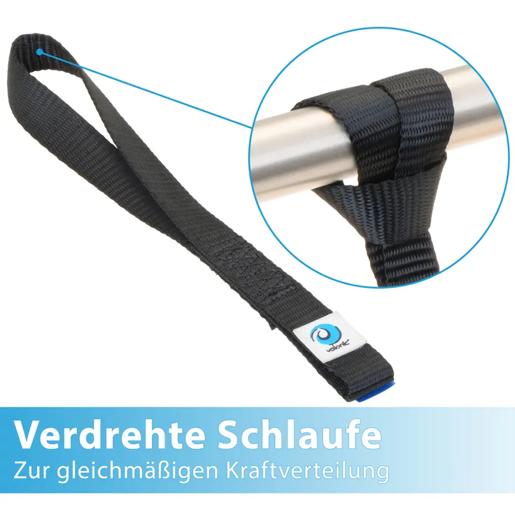 Zurrschlaufe Detailansicht: verdrehte Schlaufe für gleichmäßige Kraftverteilung